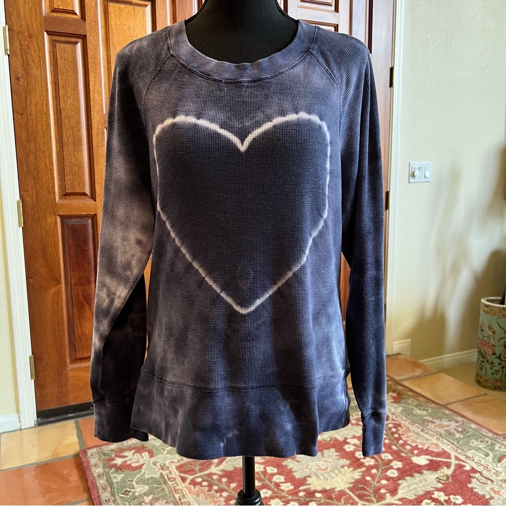 ALLEN ALLEN Thermal Sweatshirt with Heart Tie Dye Gray Size Small